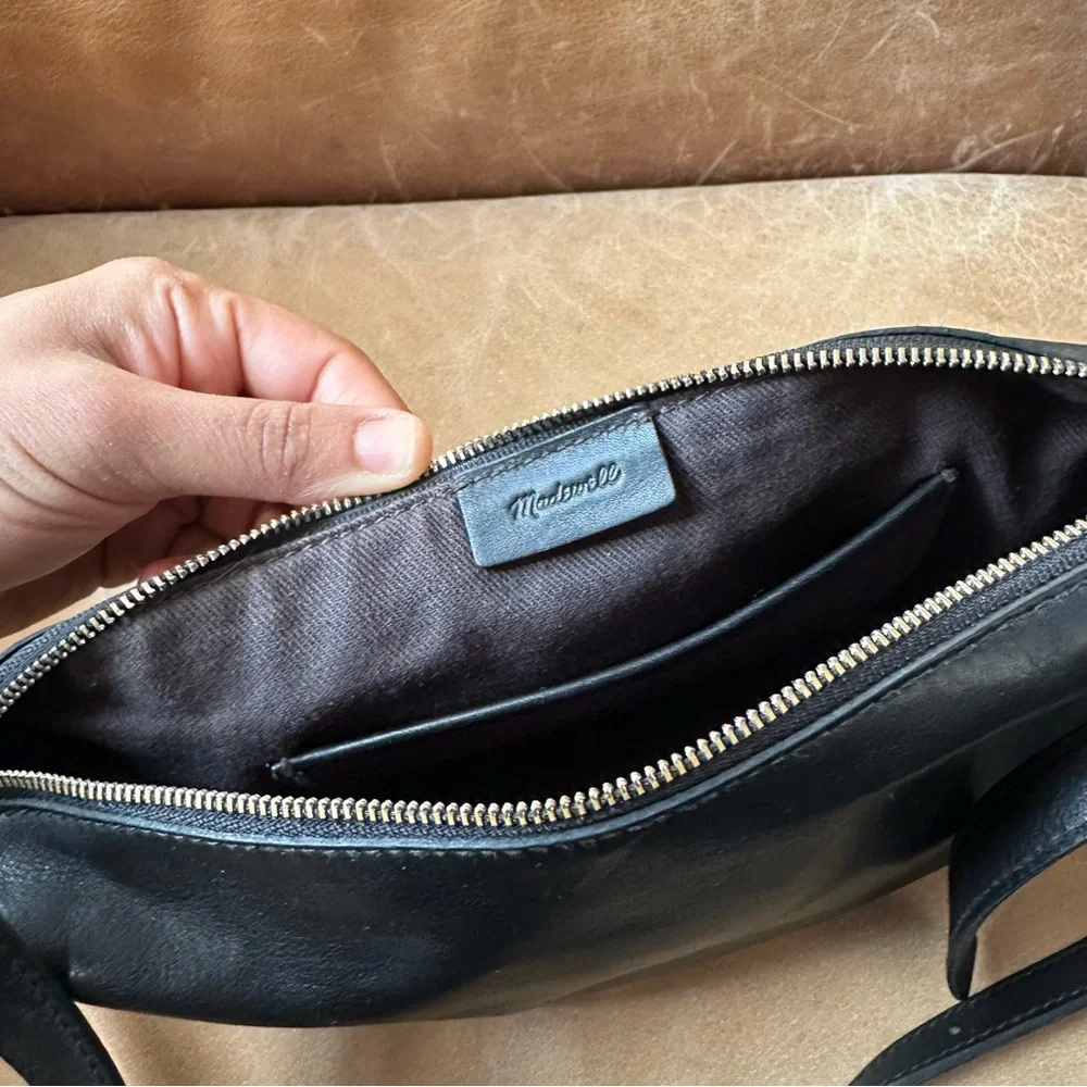 Madewell Black Leather Crescent Crossbody Bag with Gold Hardware - Picture 8 of 16